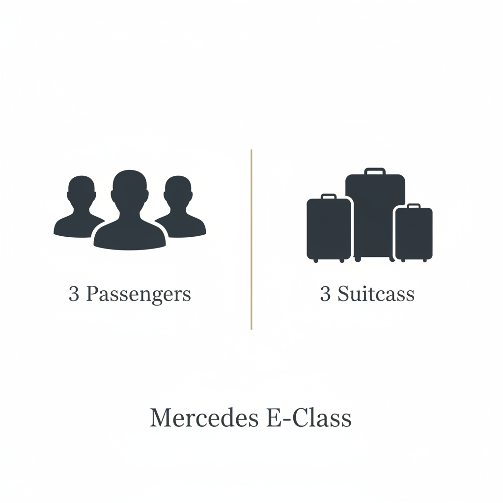 Mercedes E-Class capacity — Up to 3 passengers