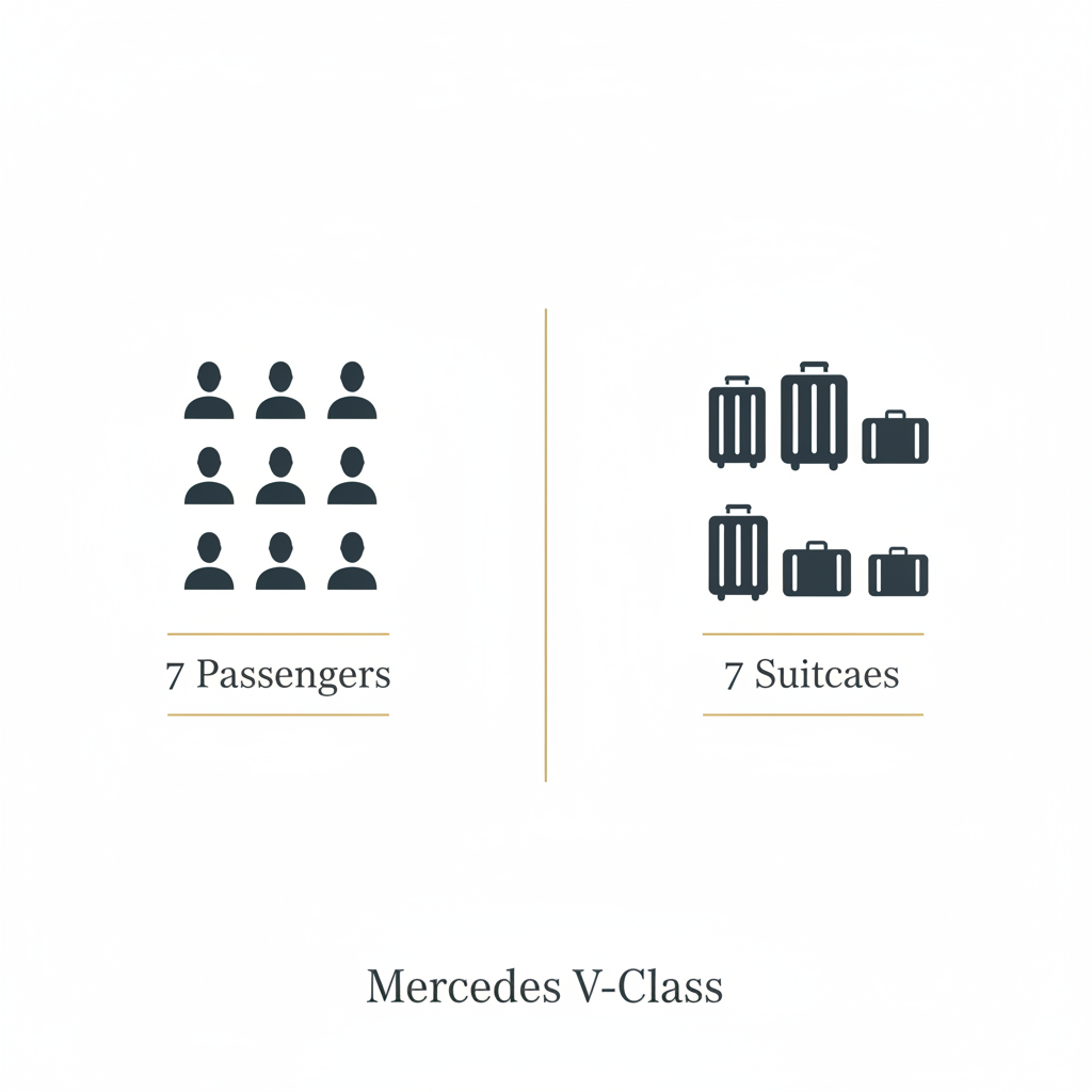 Mercedes V-Class capacity — Up to 7 passengers